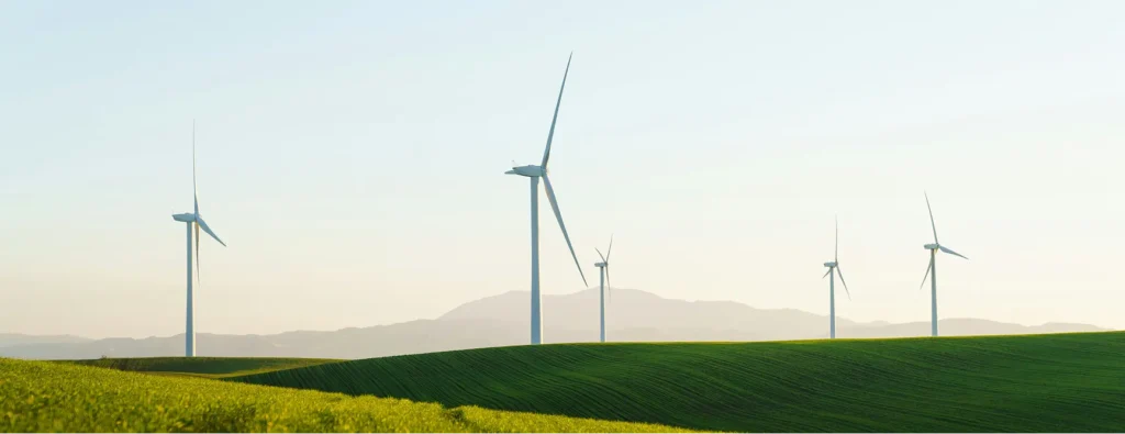 Large windmills used for energy production.