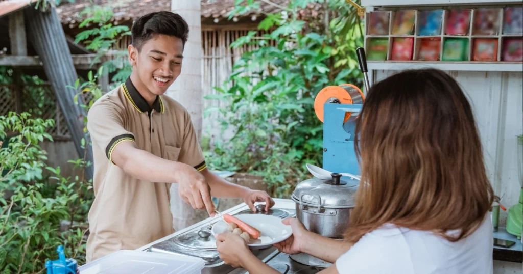 Small business vendor in Los Angeles County serving hotdogs