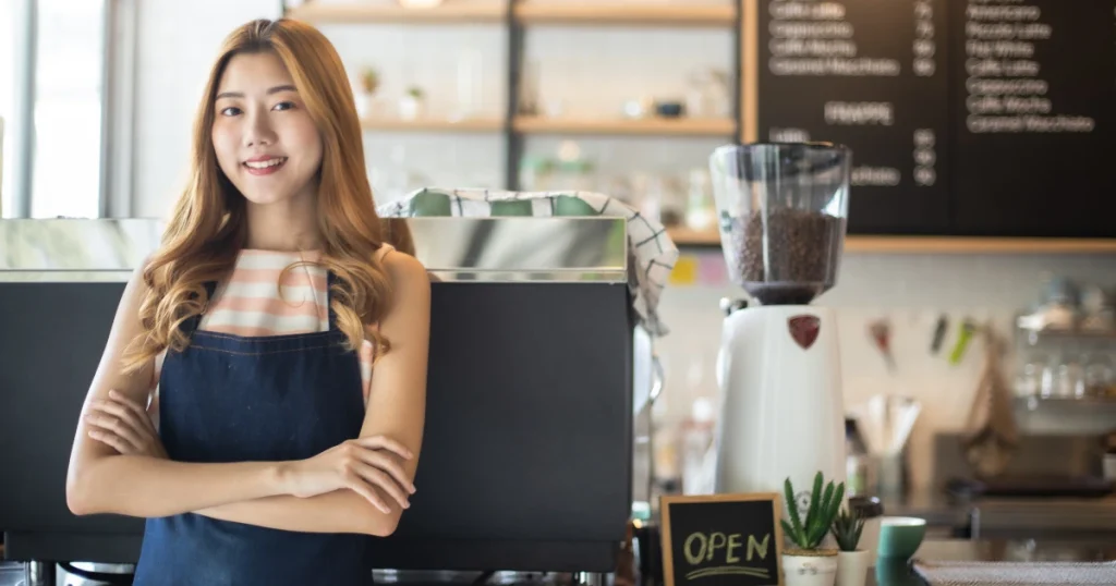 Orange County small business owner at her coffee shop